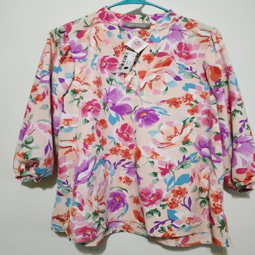 Women's Pixi + Ivy Pink Floral Blouse M